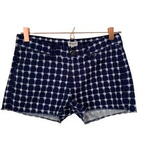 Madewell Navy Blue White Graphic Grid Cutoff Frayed Hem Shorts Pockets Size 26